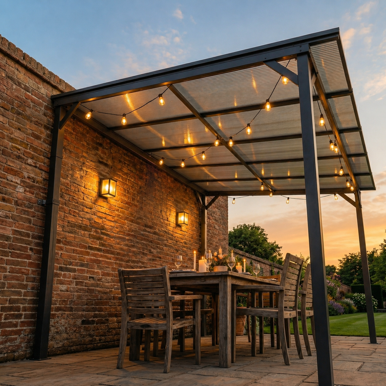 Outdoorhavens Solid Roof Polycarbonate Garden Pergola