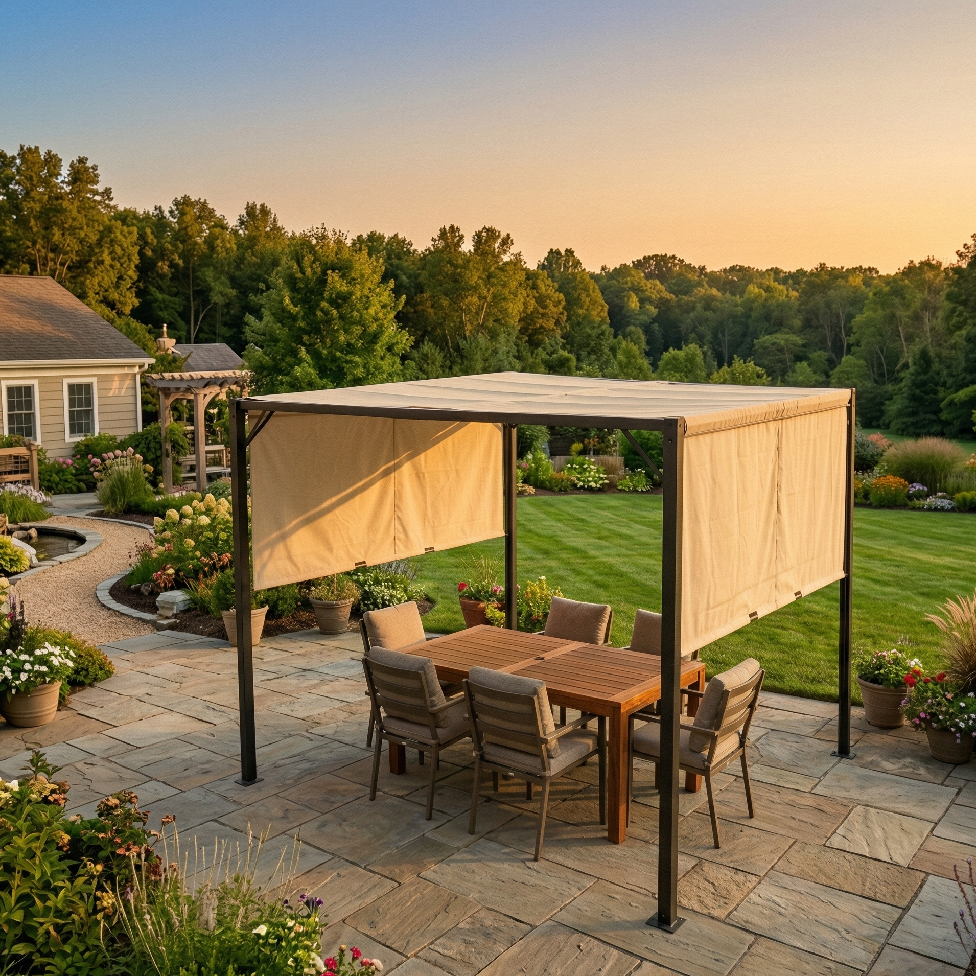 Outdoorhavens Pergola with Sliding Canopy