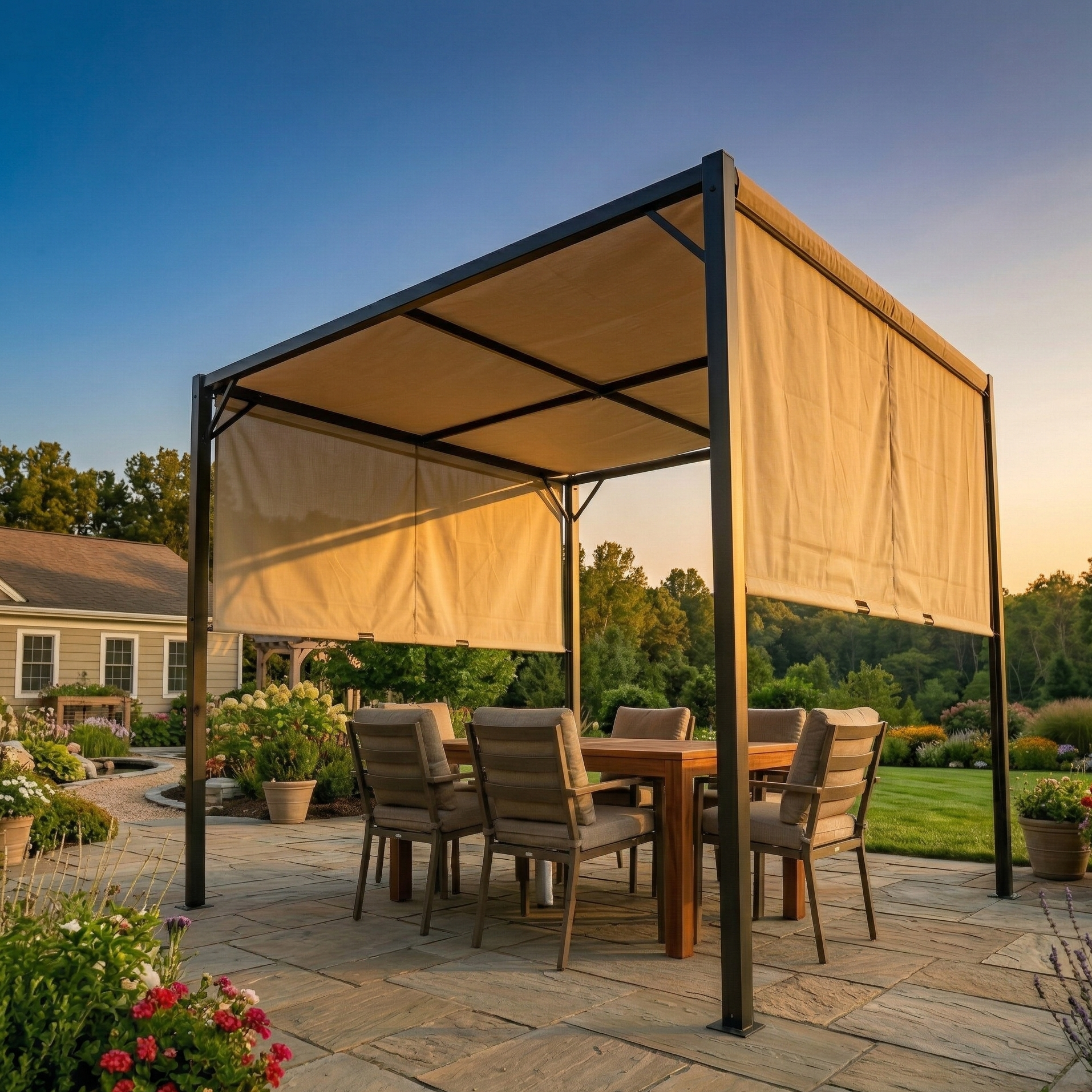 Outdoorhavens Pergola with Sliding Canopy