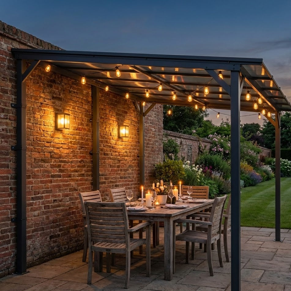 Outdoorhavens Solid Roof Polycarbonate Garden Pergola