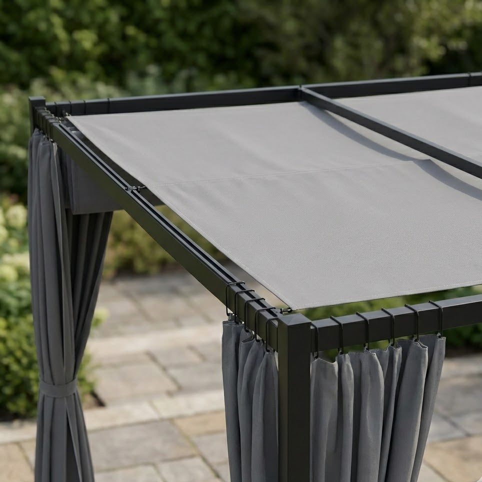 Outdoorhavens Retractable Pergola with Curtains