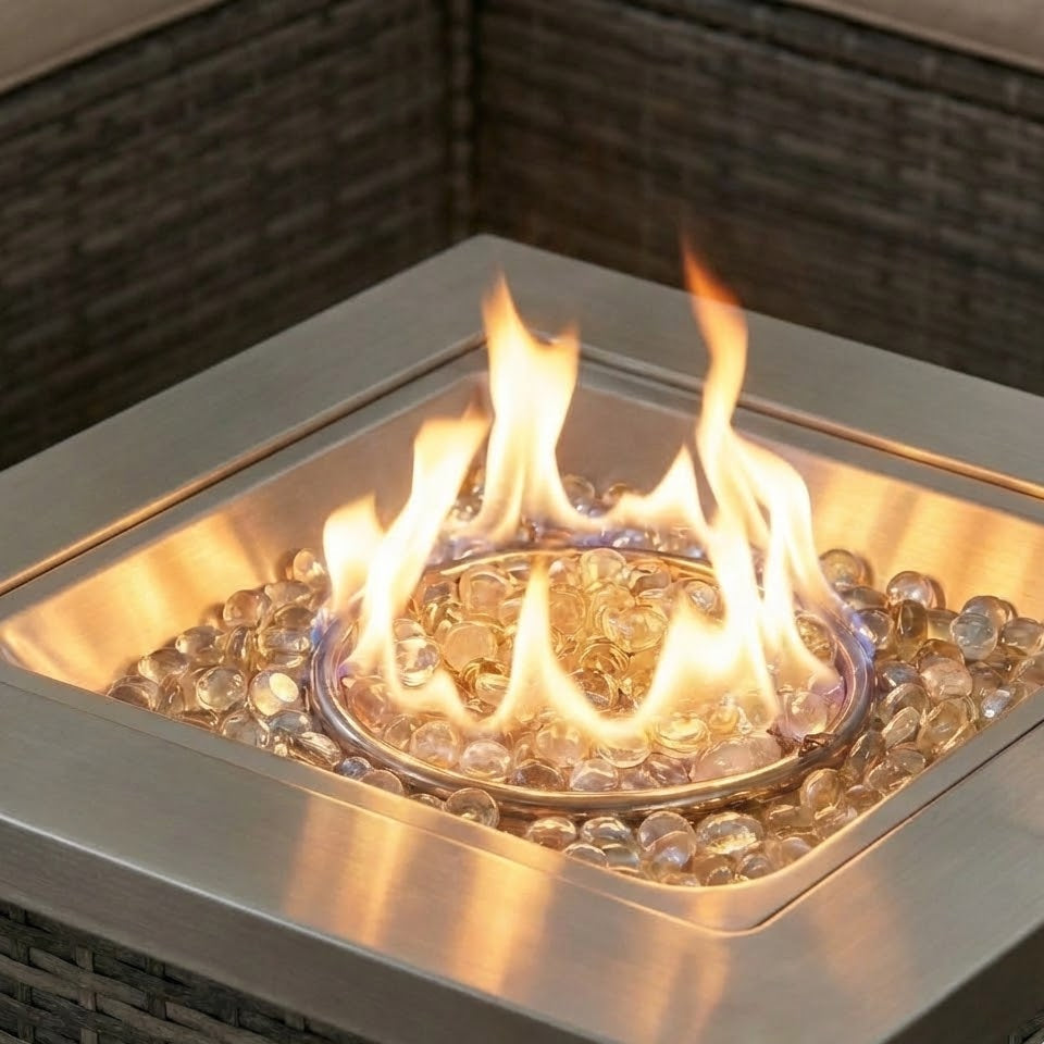 Outdoorhavens Rattan Fire Pit Table