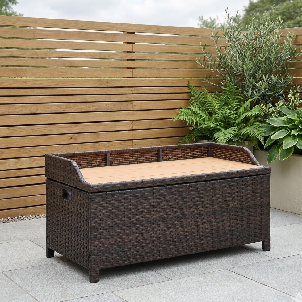 Rattan Outdoor Storage Bench