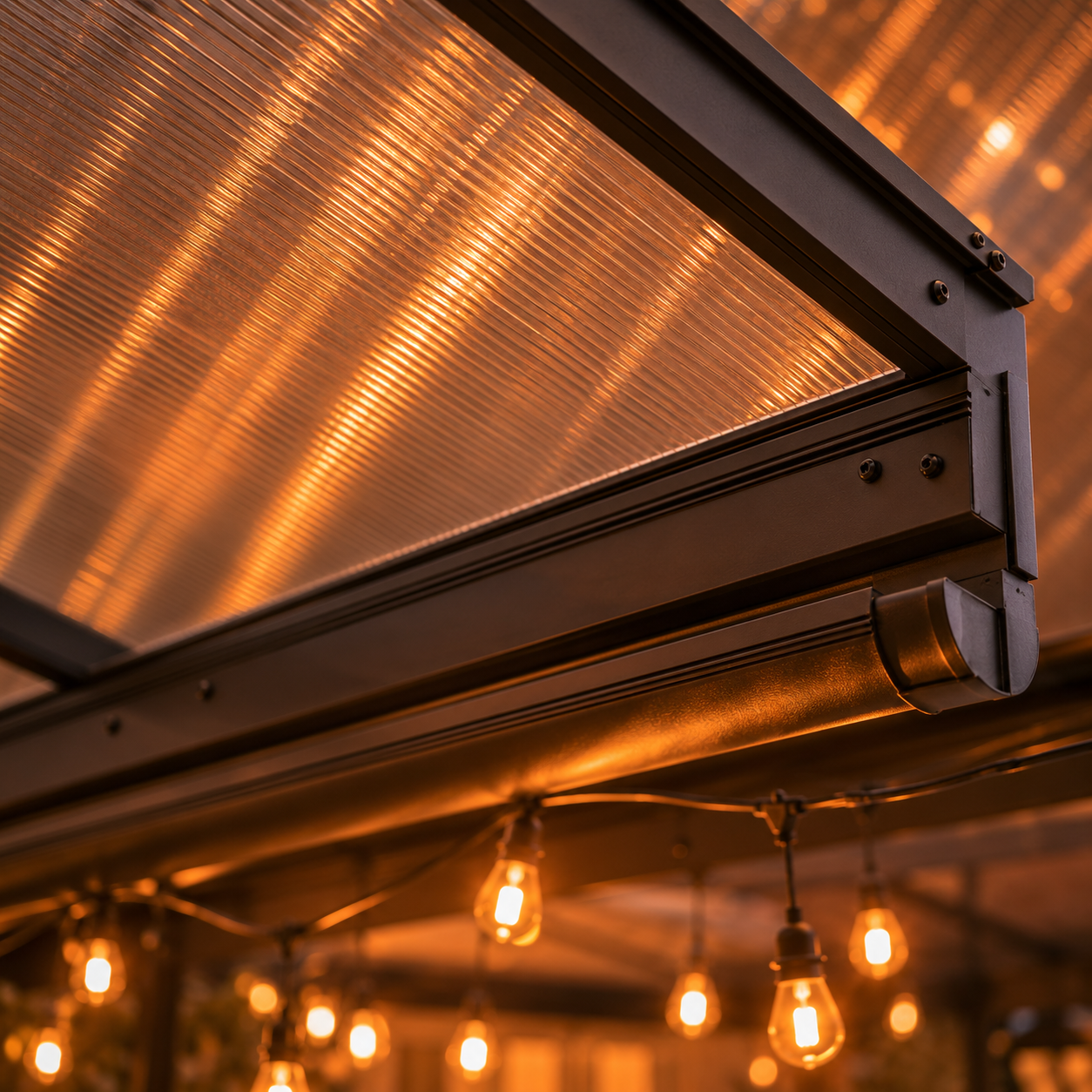 OutdoorHavens Lean-To Pergola — With Curtains