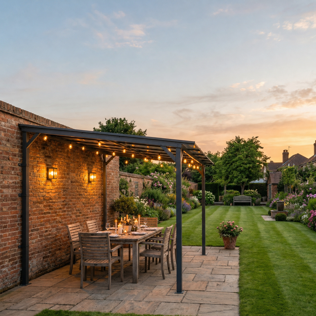 Outdoorhavens Solid Roof Polycarbonate Garden Pergola