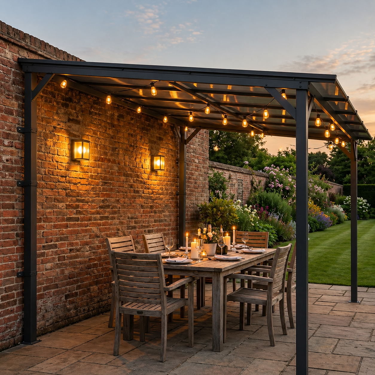 Outdoorhavens Solid Roof Polycarbonate Garden Pergola