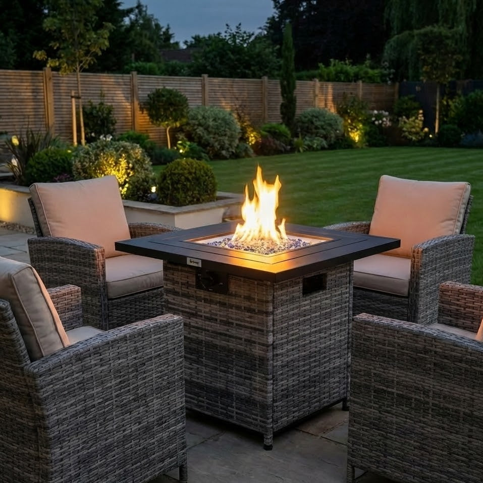 Outdoorhavens Rattan Fire Pit Table