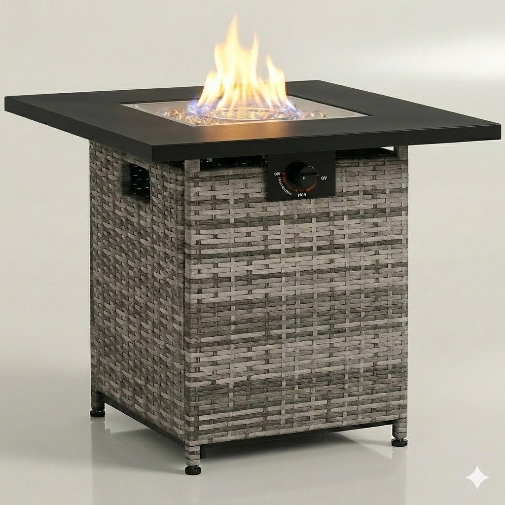 Outdoorhavens Rattan Fire Pit Table