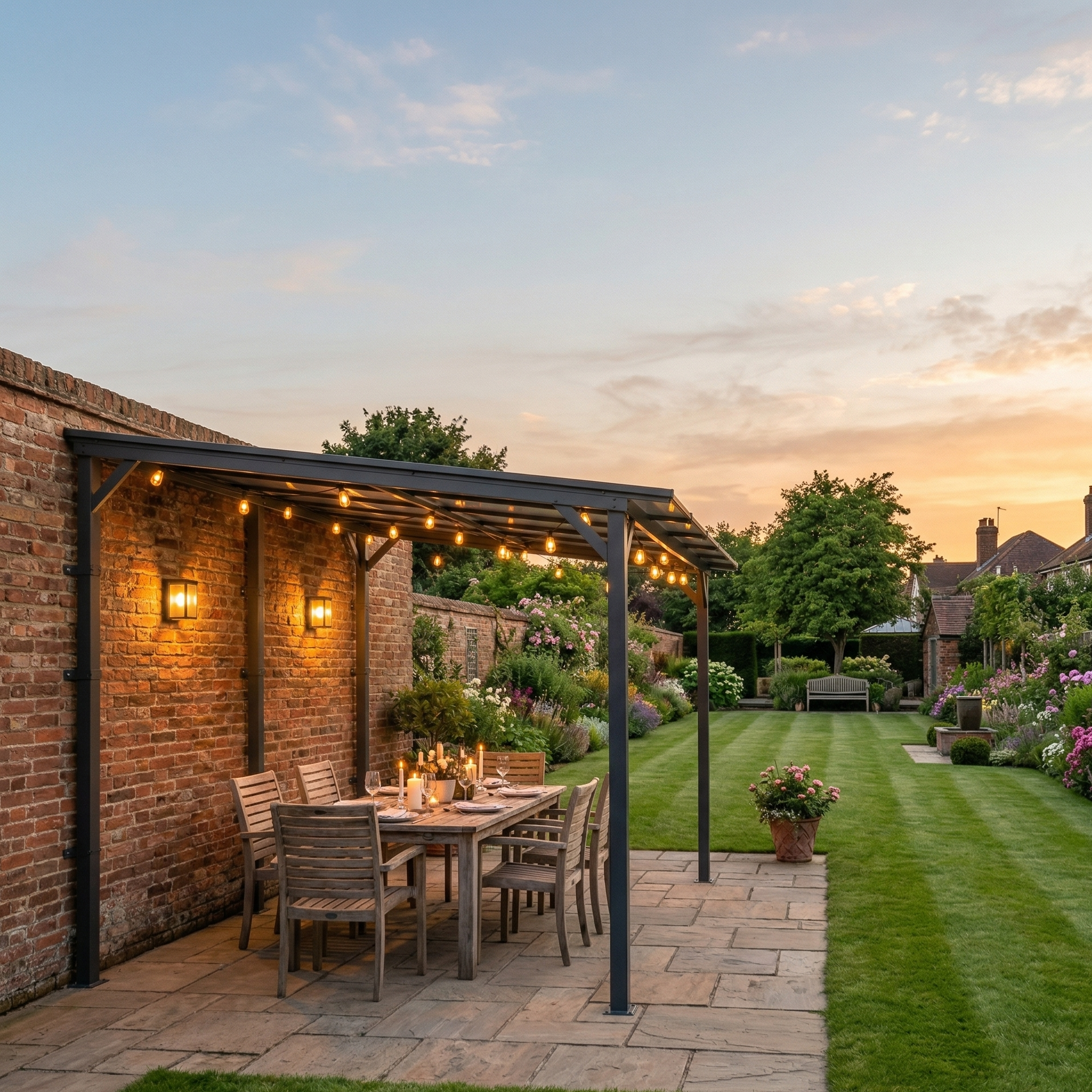 Outdoorhavens Solid Roof Polycarbonate Garden Pergola